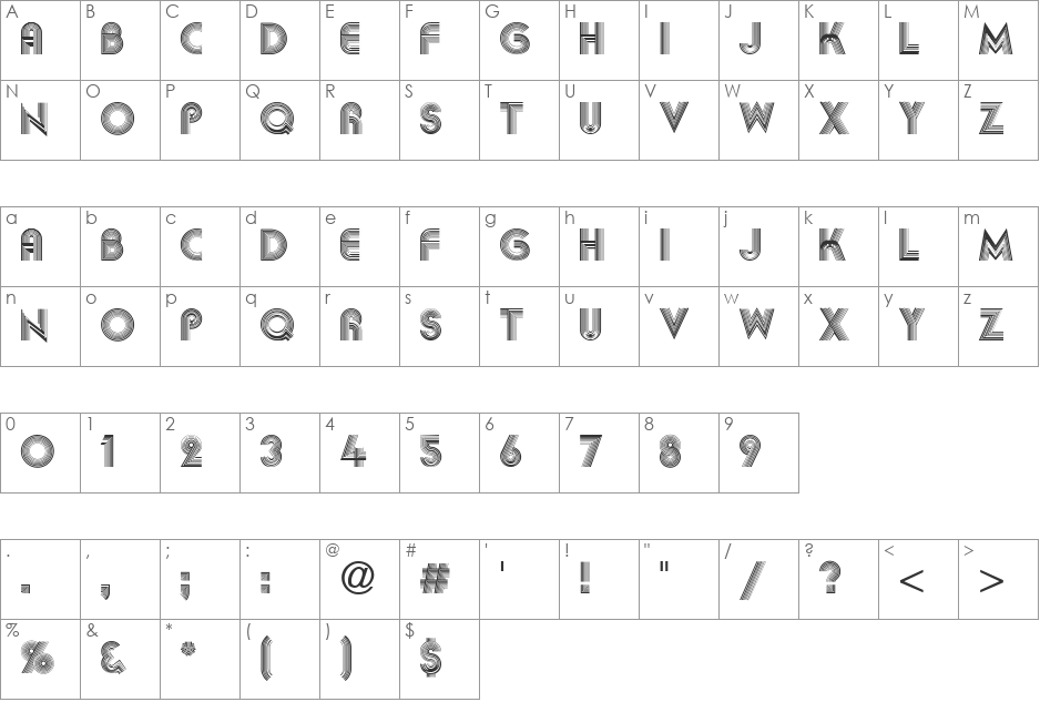 ABIGIL font character map preview