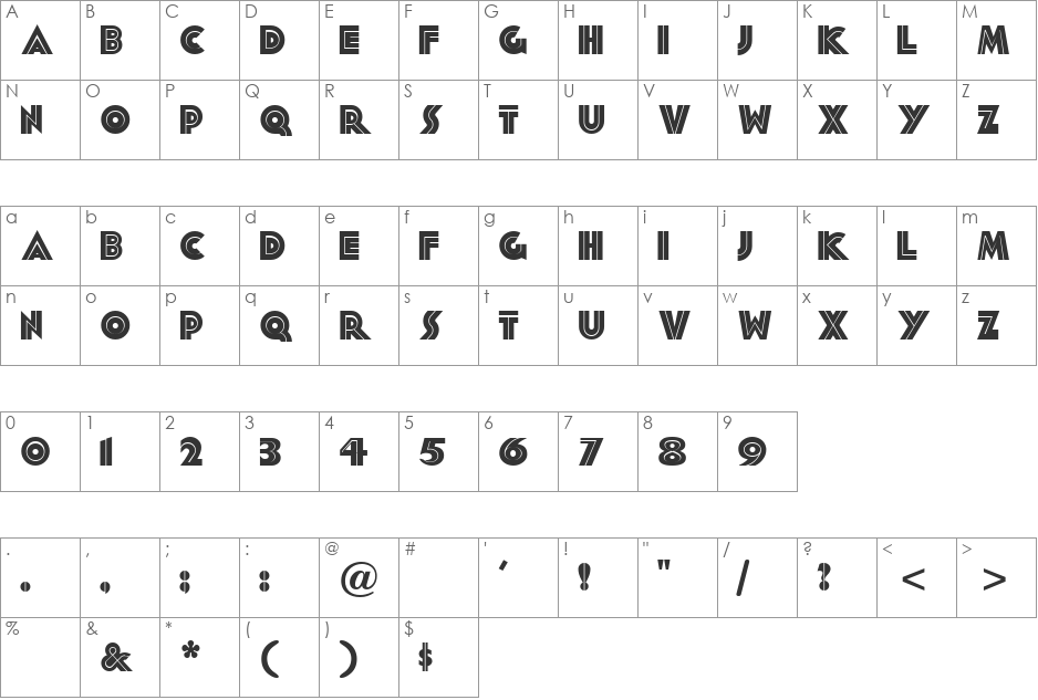 Fluctuation font character map preview