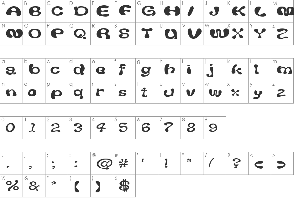 FlufExtended font character map preview