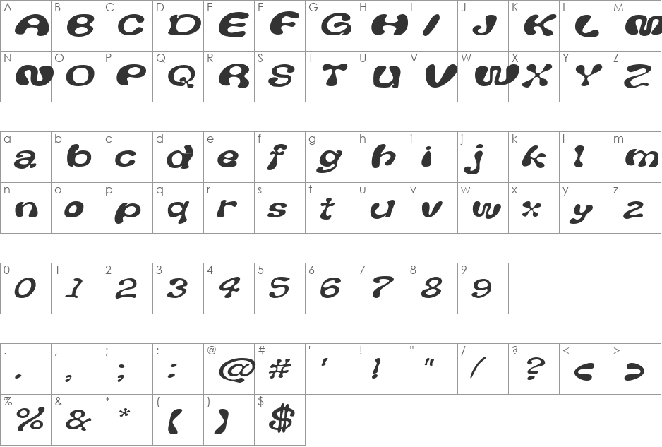 FlufExtended font character map preview