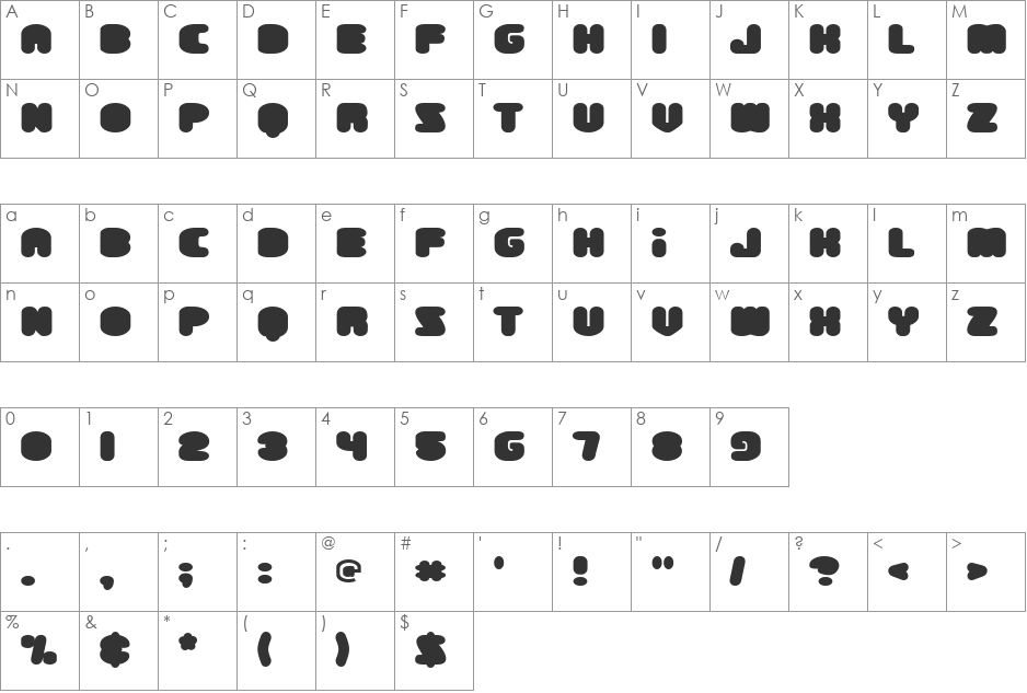 Fluff font character map preview