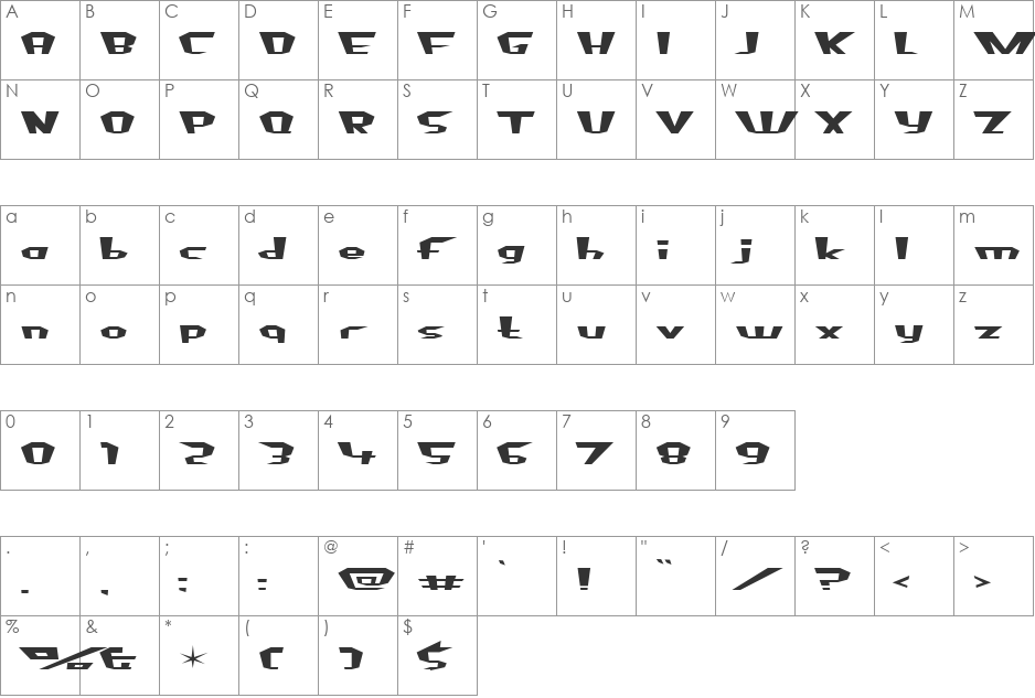 Fluoride Beings font character map preview