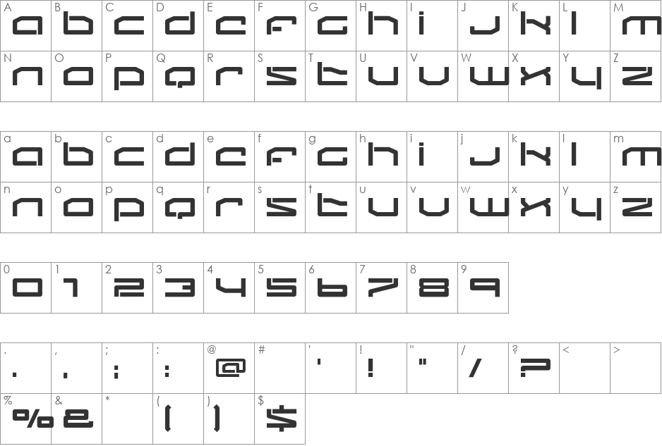 Fluster font character map preview