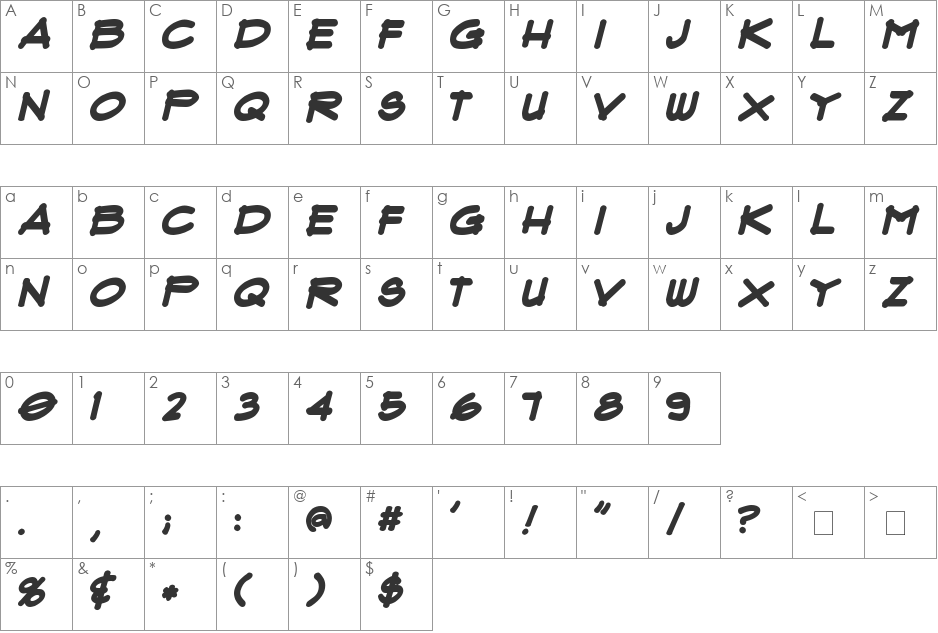 Flux Architect font character map preview