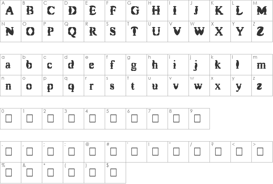 FLW Demo font character map preview