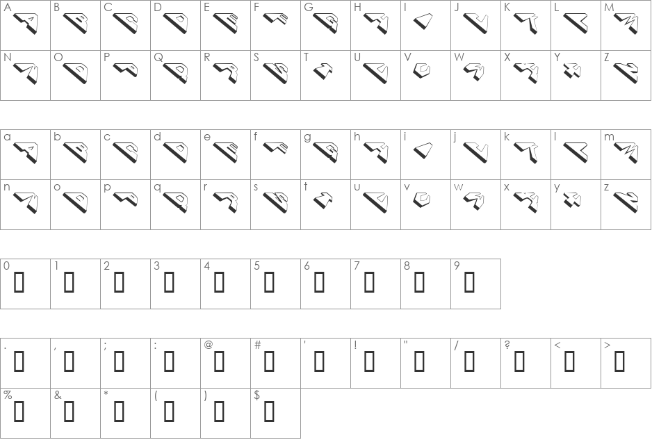 Flying Soucer font character map preview