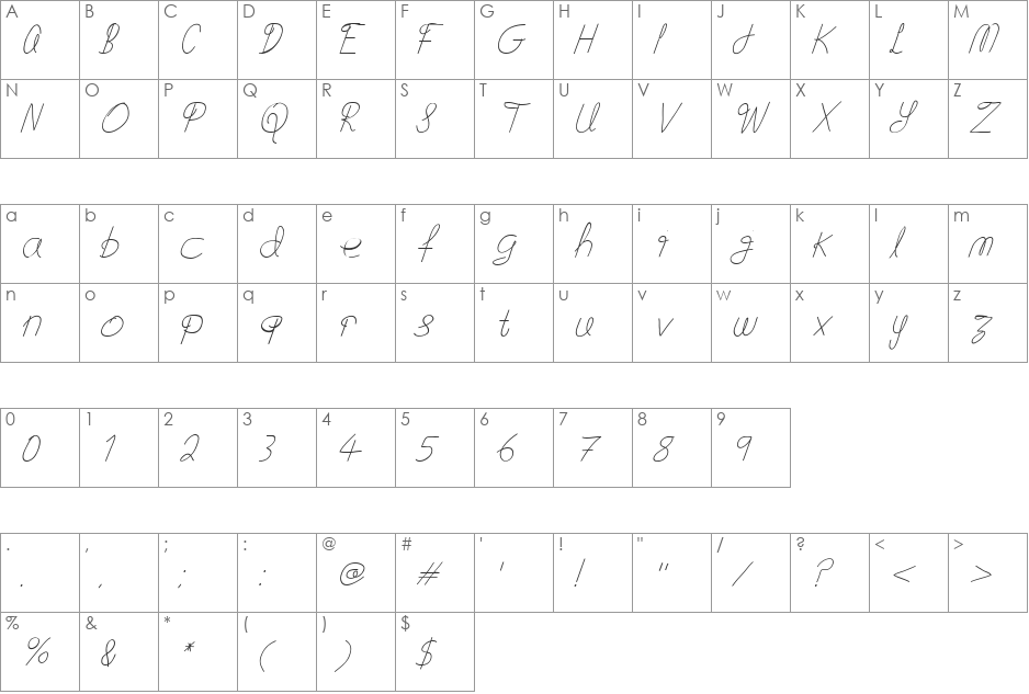 Flying Without Wings font character map preview