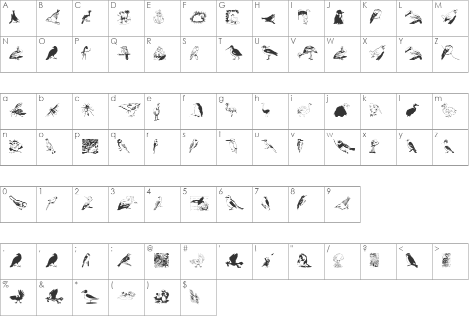 FlyWithMe font character map preview