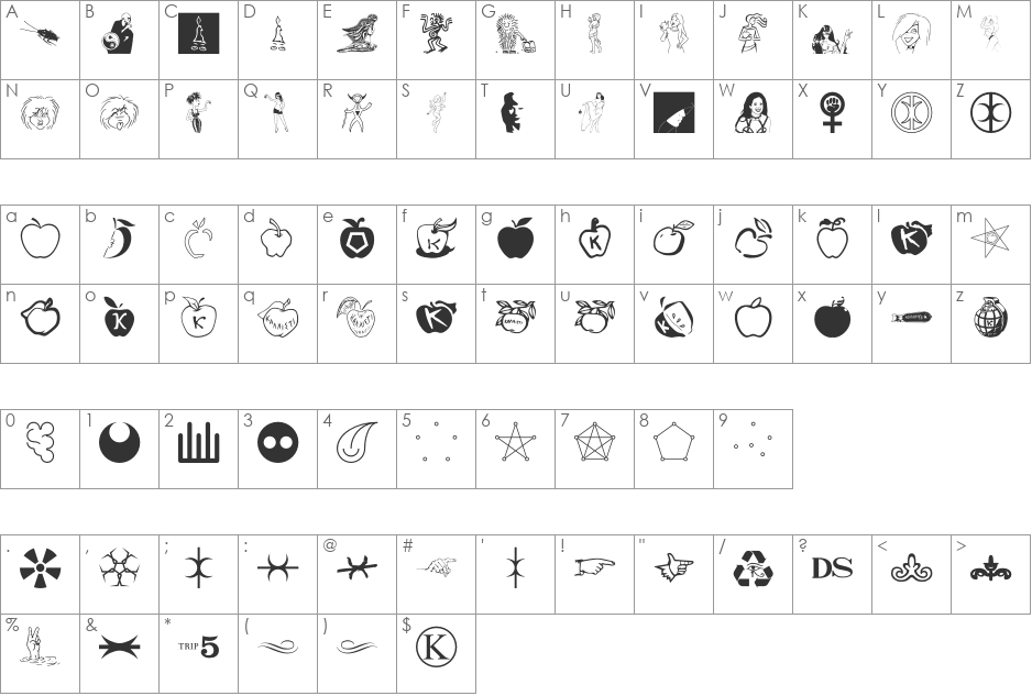 Fnord-Podge font character map preview