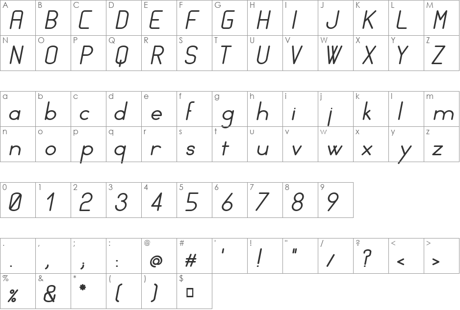 Focus Med font character map preview