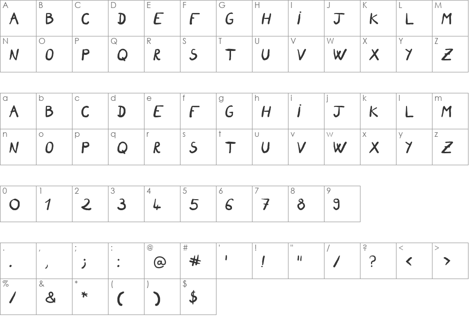 FoieCanape font character map preview