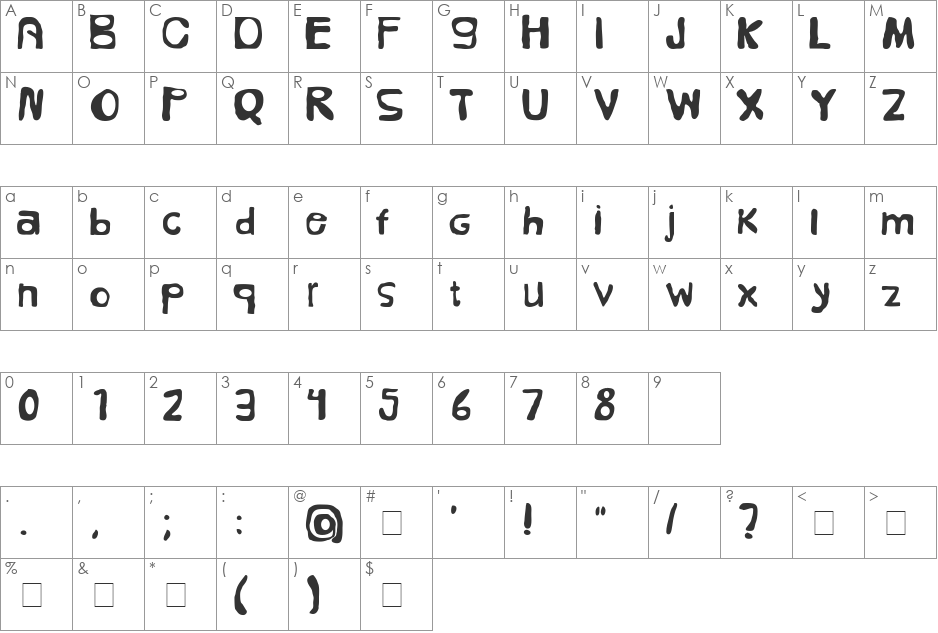 Folk font character map preview