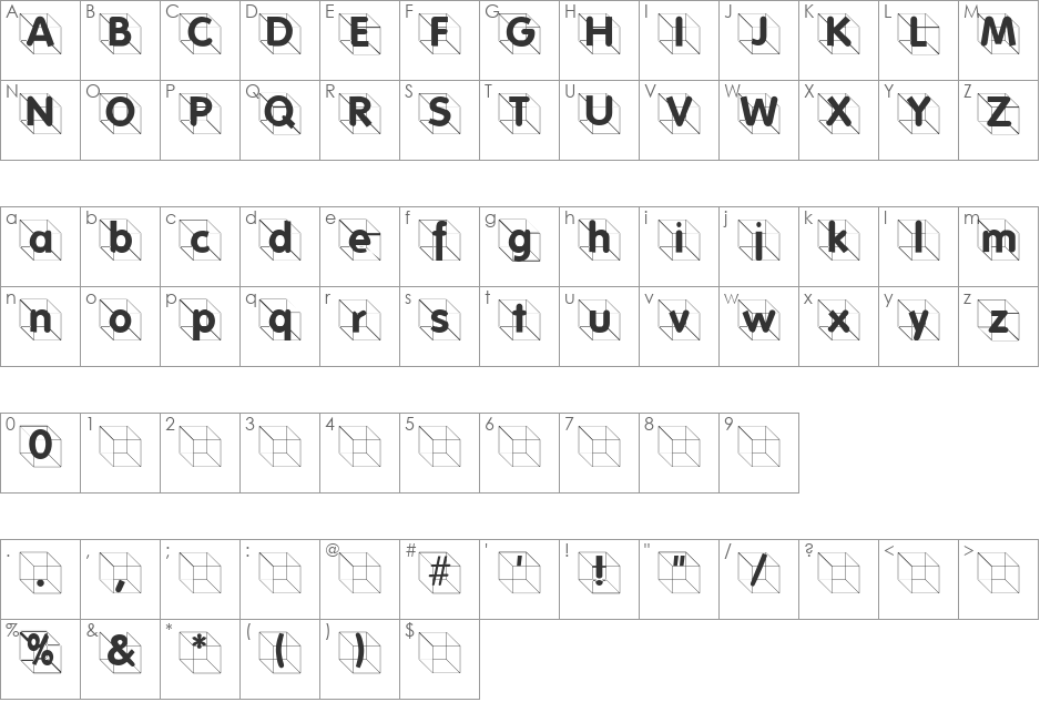 FolksInCube font character map preview