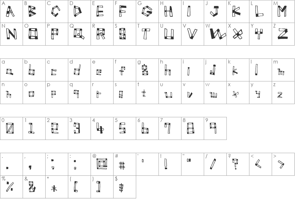 Font TUMIKI font character map preview