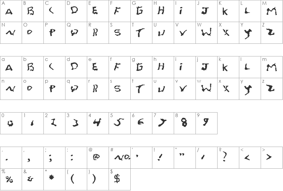 Font-On-A-Grain font character map preview