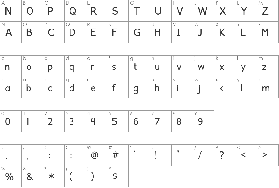 Font13 font character map preview
