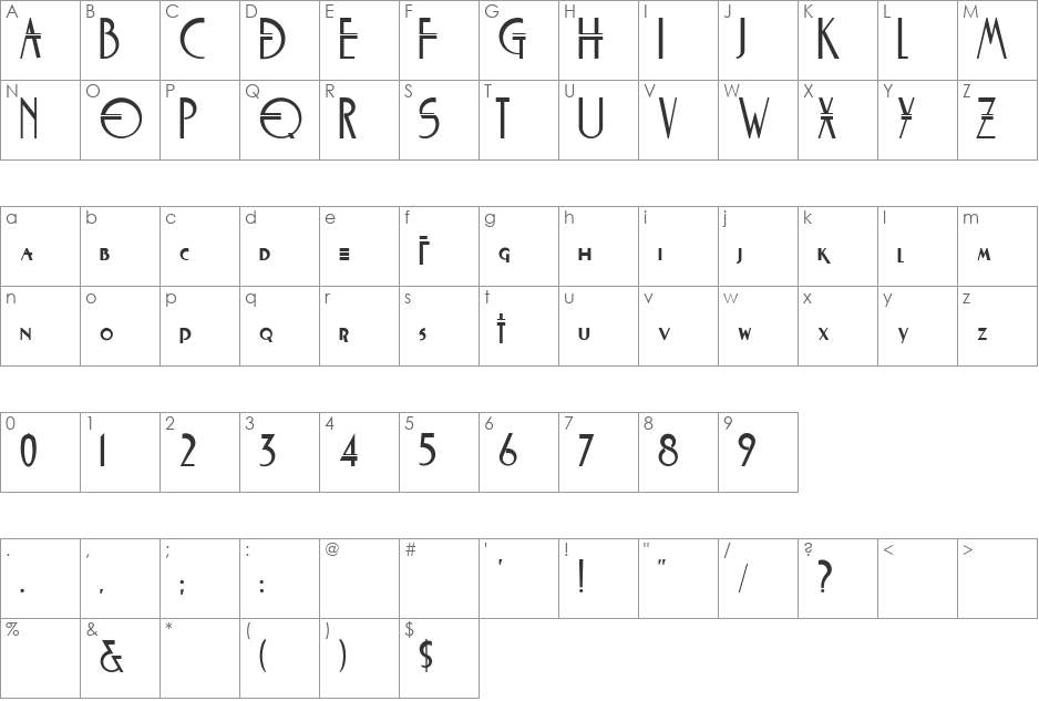 Fontasia Clash font character map preview