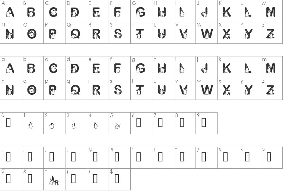 Fontasy font character map preview