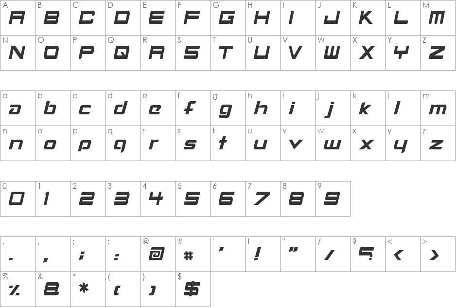 Freedaemonium font character map preview