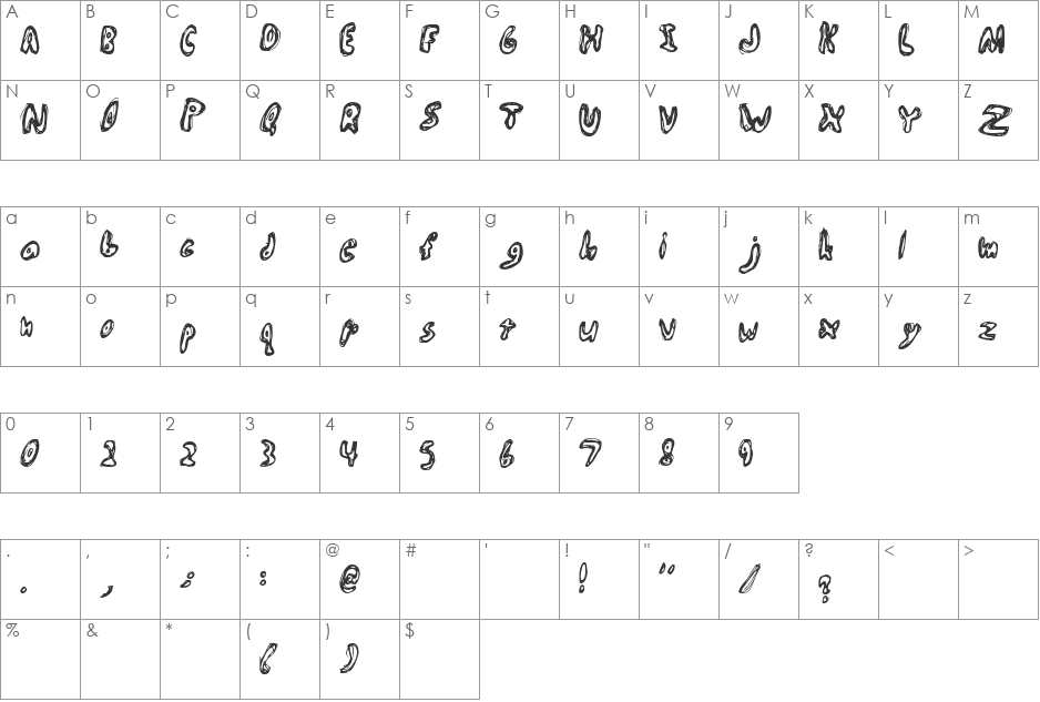 Abiscuos font character map preview