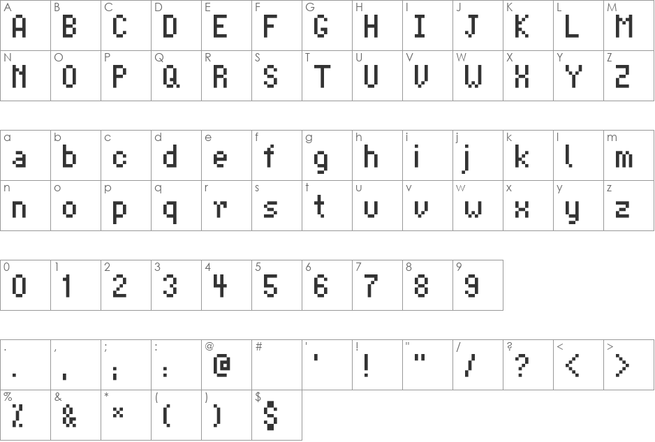 Freeline6_1 font character map preview