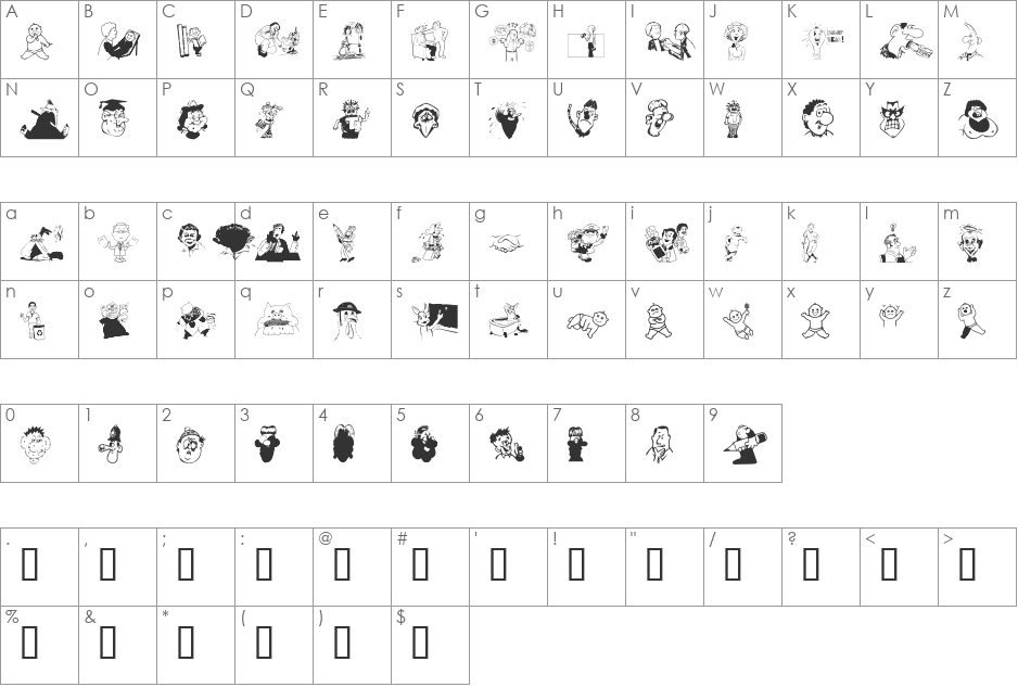 Fontoholics font character map preview
