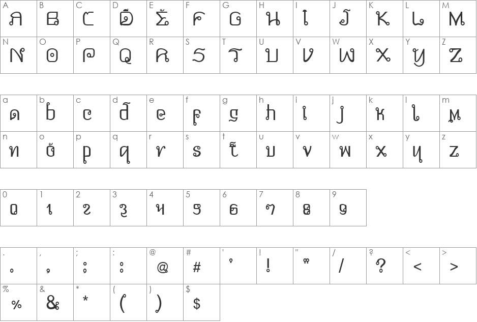 FonTok font character map preview