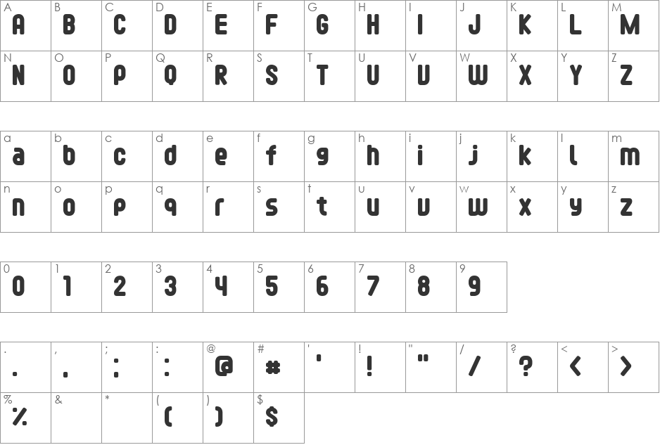 FreeopoFONTOPO font character map preview