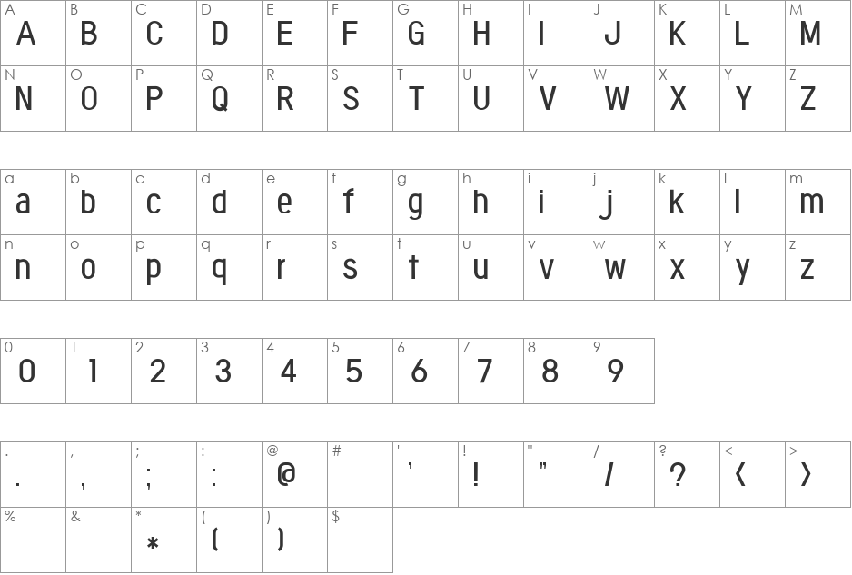 FreeopoNEUTRAL font character map preview