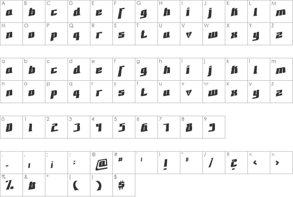 Fontovision II font character map preview