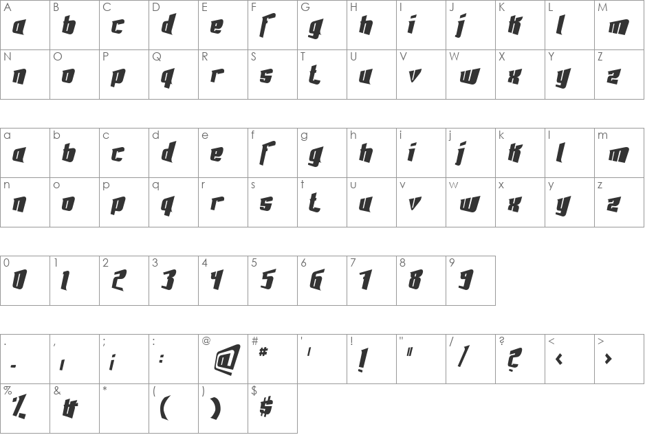 Fontovision III font character map preview