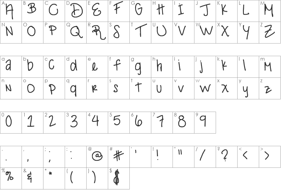 Free_of_krewgz font character map preview