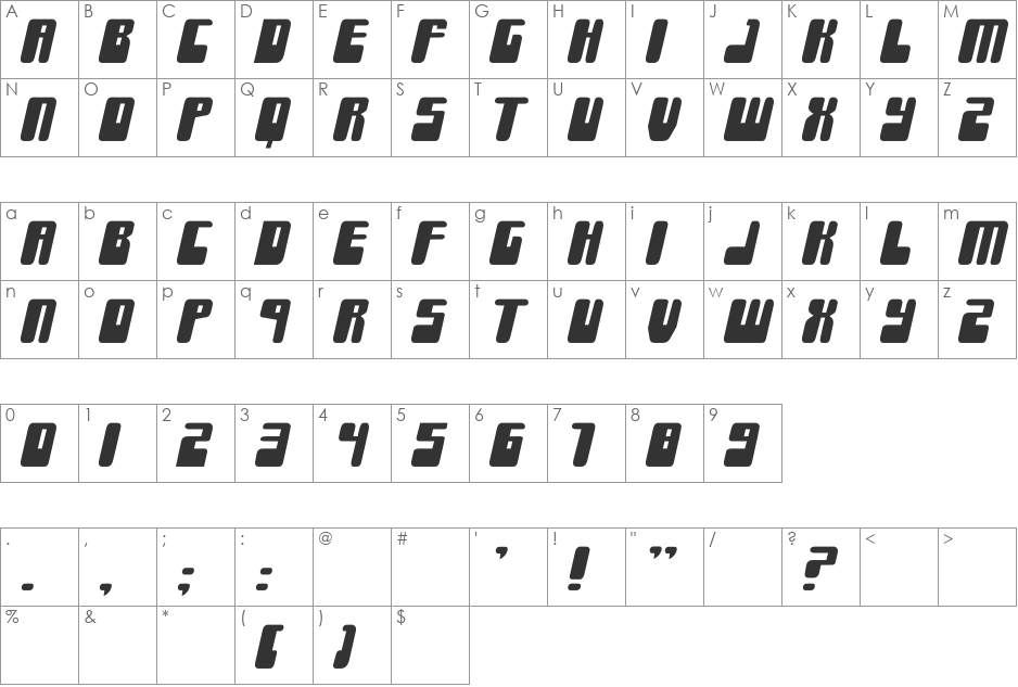 Force Majeure font character map preview