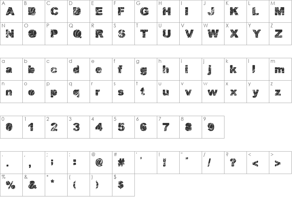 Forced Flowers font character map preview