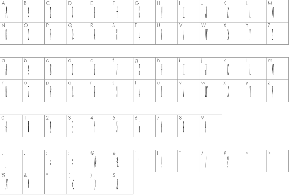 ForestFire font character map preview