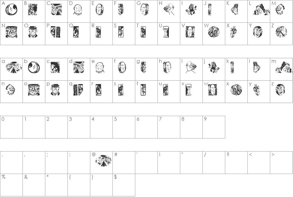 ForgottenArtTwo font character map preview