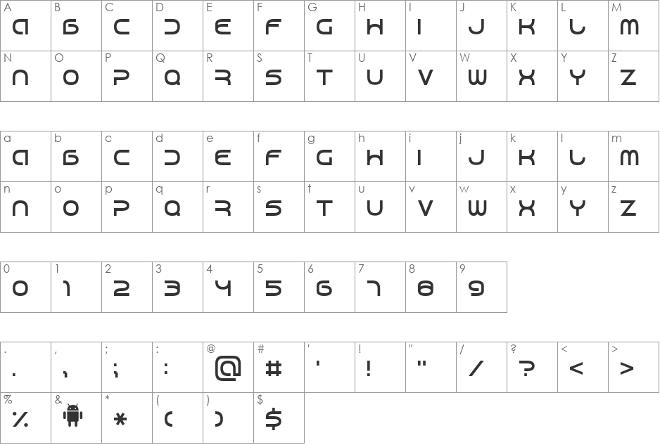 Android 7 font character map preview