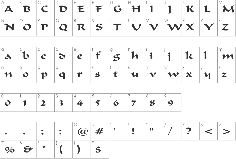 FormalistScriptWide font character map preview