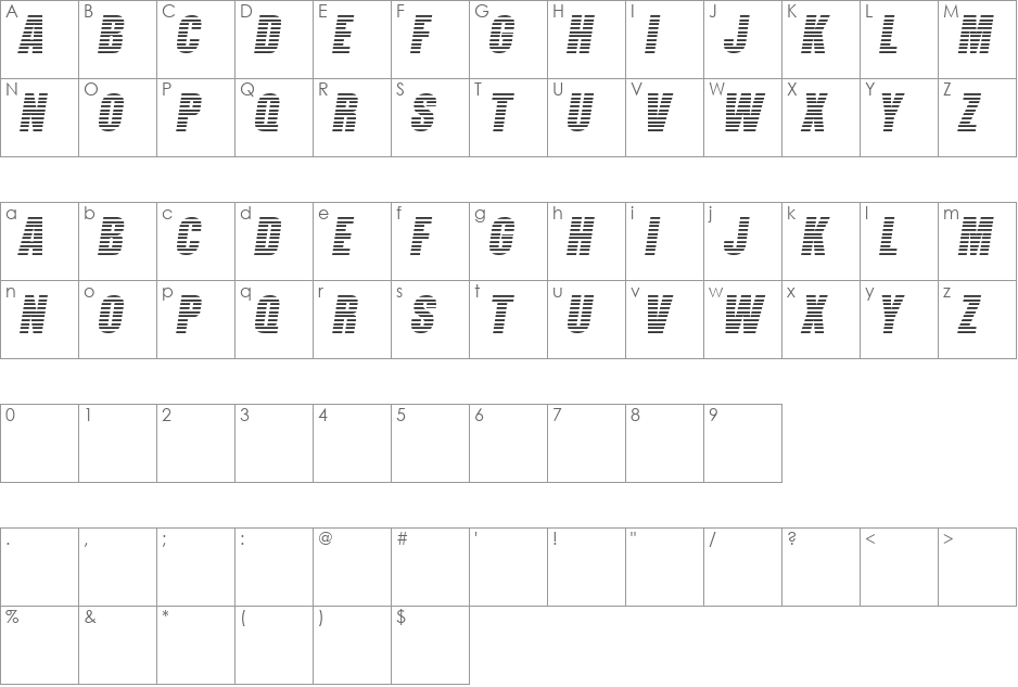 Former Airline font character map preview