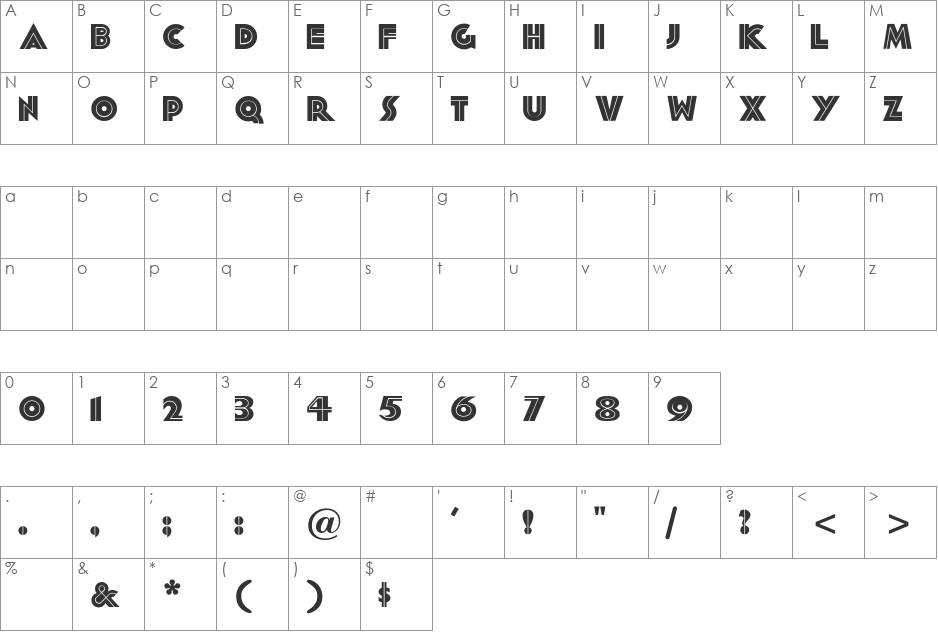 Forty-SecondStreet font character map preview