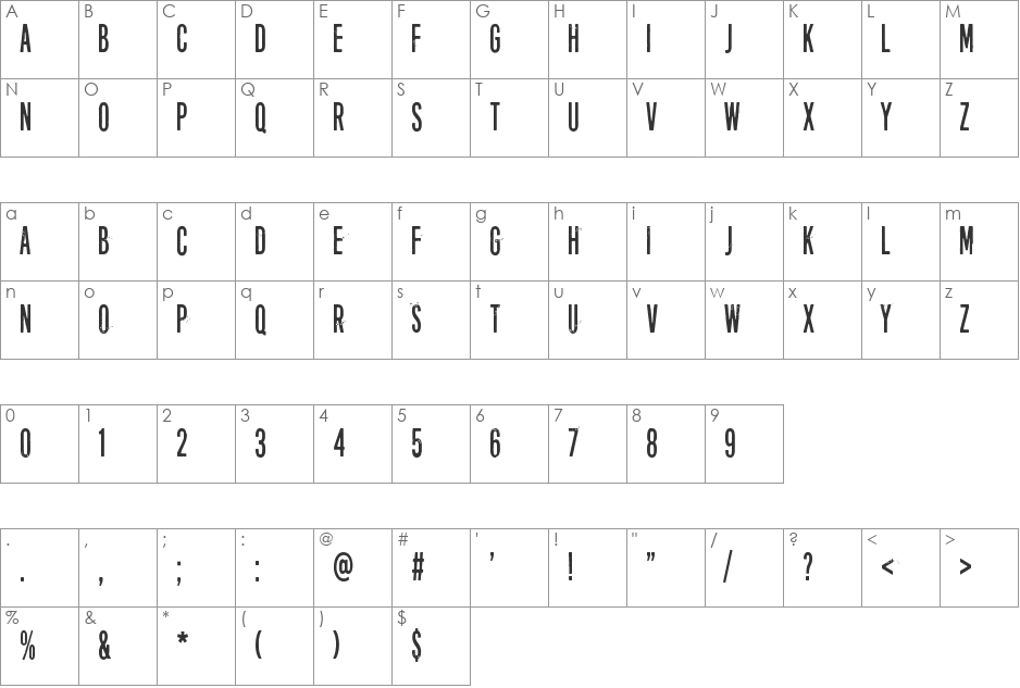 Forty-six font character map preview