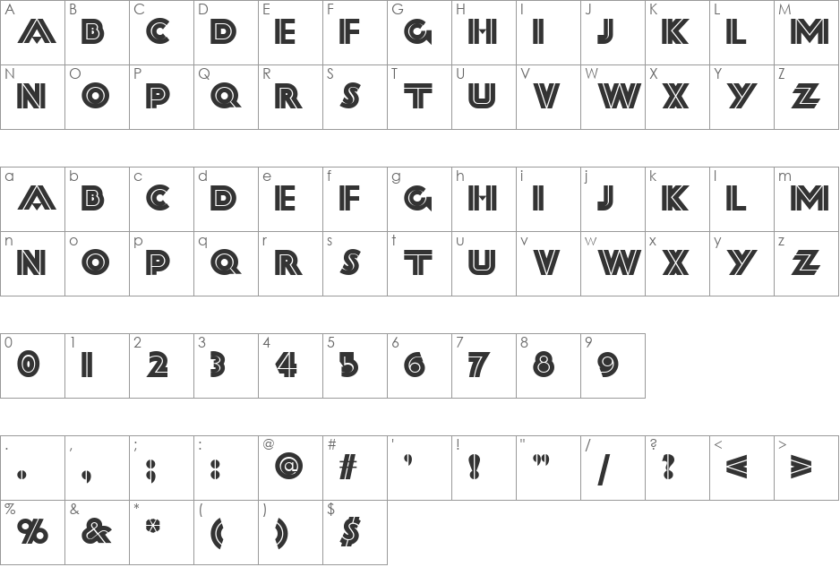 FortySecond Street NF font character map preview