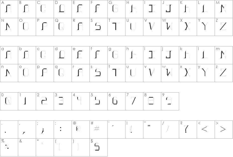 FOSSILIZED font character map preview