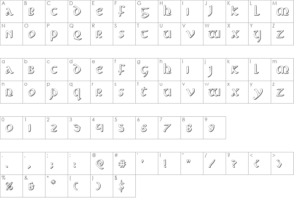 Foucault 3D font character map preview