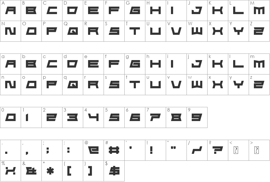 FoughtKnight Die font character map preview
