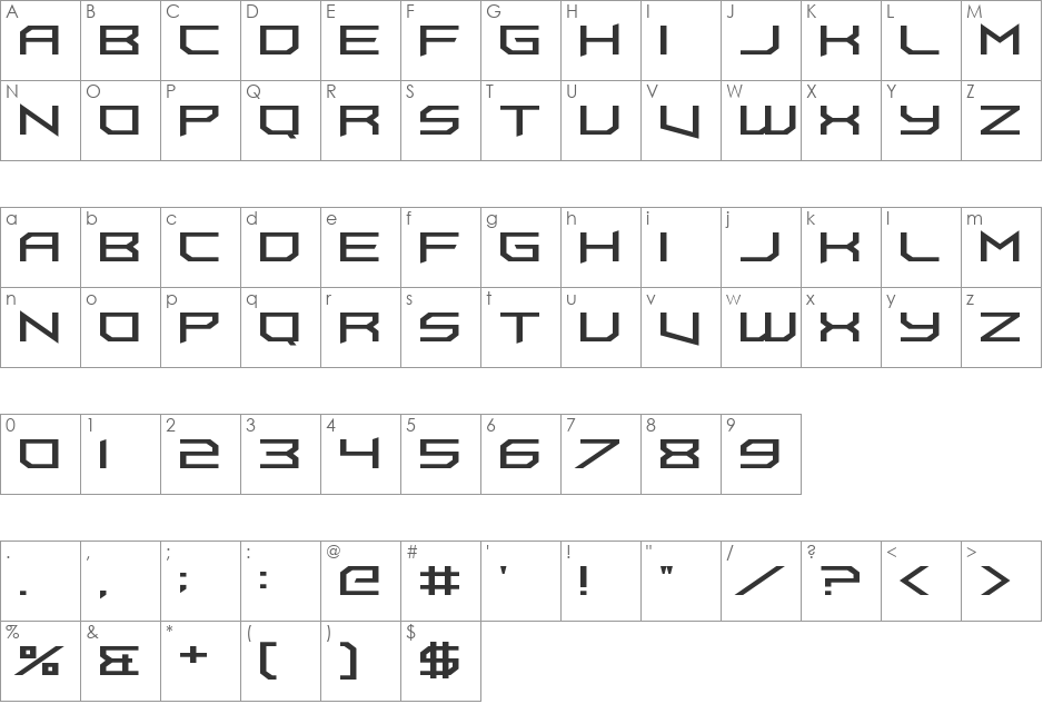 FoughtKnight UpperCut font character map preview