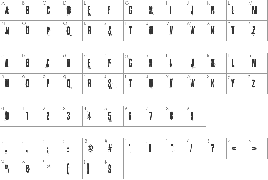 Found my way out DEMO font character map preview