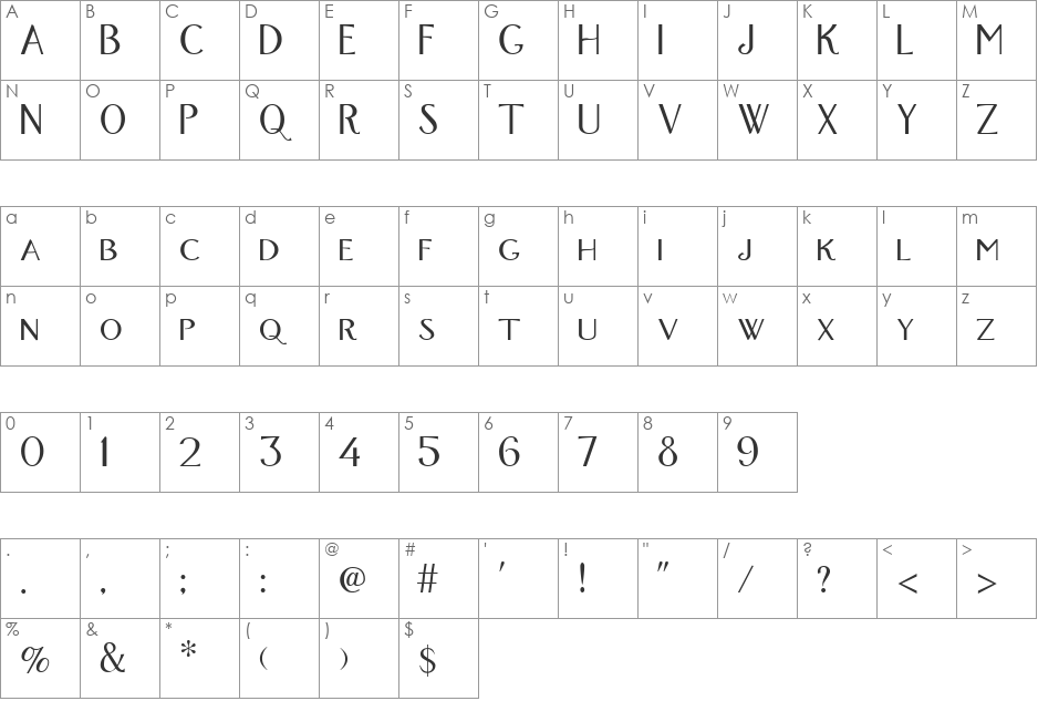 Fox font character map preview