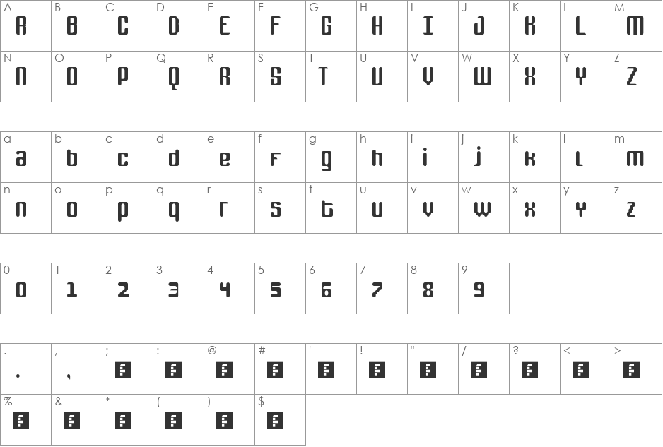 fox line font character map preview