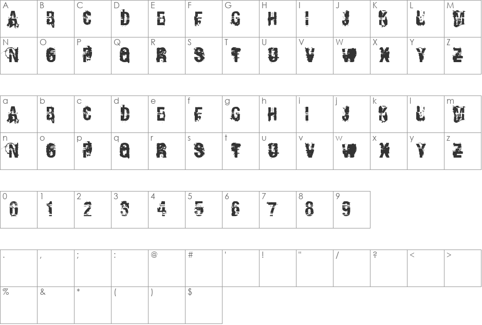Andy Dufresne font character map preview